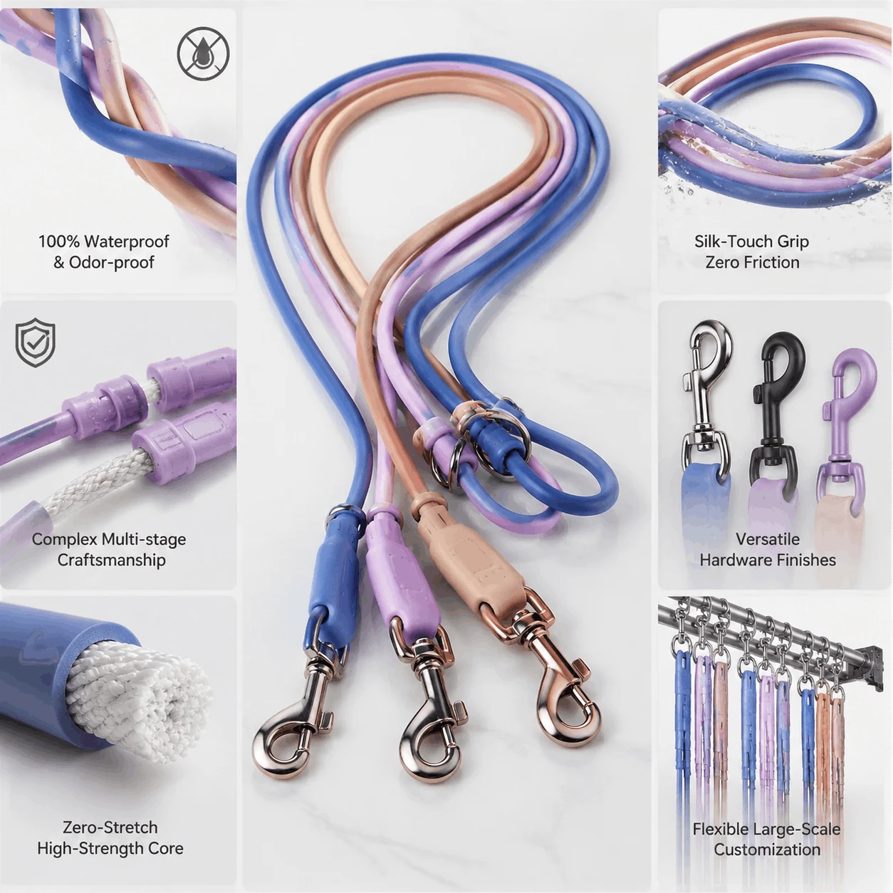 PVC coated rope leash PVC coated rope leash